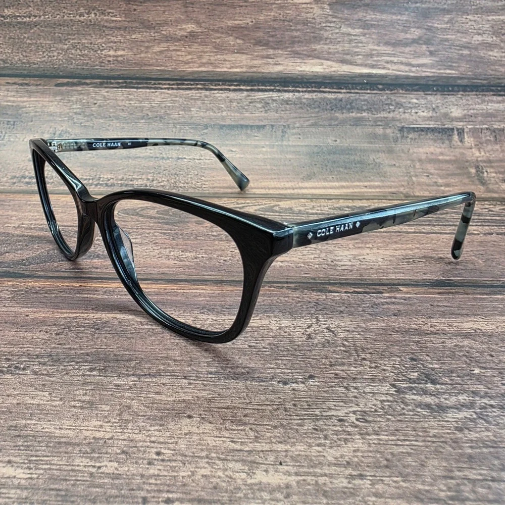 Cole Haan CH7045 Black Cat Eye Eyeglasses Grey Tortoise Temples 56-17-135